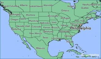 Город Филадельфия на карте США