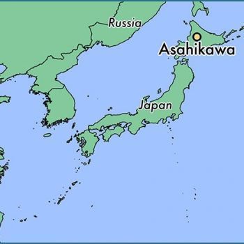 Город Асахикава на карте Японии.