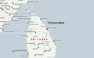 Тринкомали на карте Шри-Ланки.