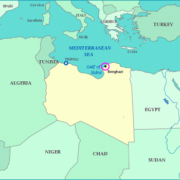 Бенгази на карте Ливии.
