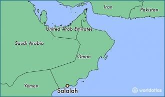 Салала на карте Омана.