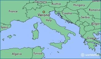 Верона на карте Италии