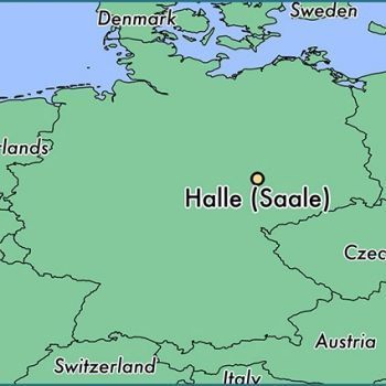 Город Галле на карте Германии.