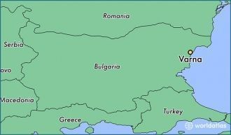 Город Варна на карте Болгарии