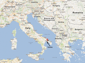 Таранто на карте Италии.