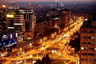 Вид на ночной Калининград.