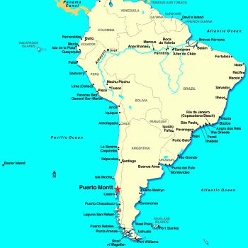 Пуэрто-Монт на карте Южной Америки.
