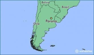 Город Парана на карте Аргентины.