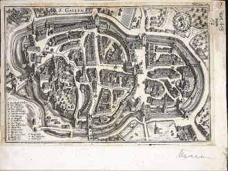 Старинная карта Санкт-Галлен из книги Ев