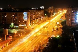 Ночной город.  Ульяновск, Россия.