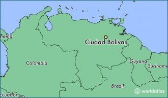 Сьюдад-Боливар на карте Венесуэлы.
