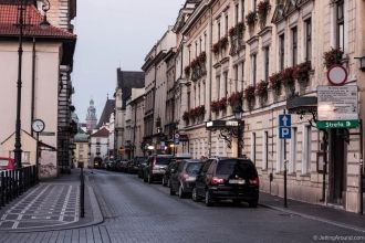 Рассвет на улицах Кракова.