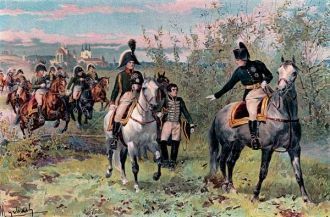 Наполеон и Александр I на конной прогулк