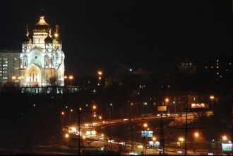 Вид на ночной Хабаровск.