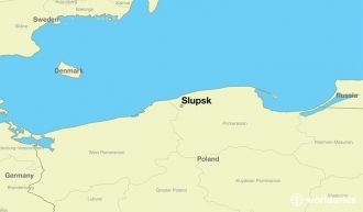 Город Слупск на карте Польши.