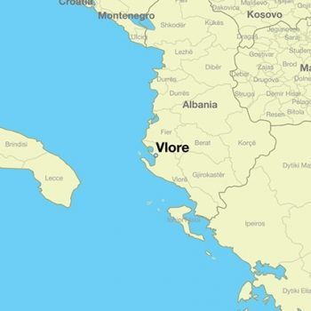 Город Влёра на карте Албании.