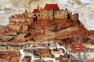 Замок Хоэнзальцбург на гравюре XVI в.