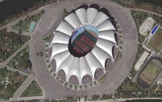 Стадион Первого Мая в Пхеньяне. Вид свер