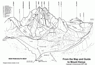 Схема горы Кения в Национальном парке.