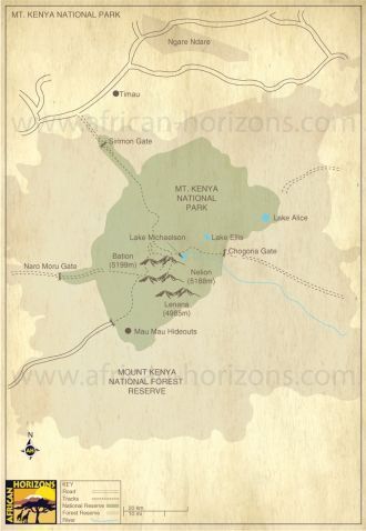 Карта Национального парка Маунт-Кения.