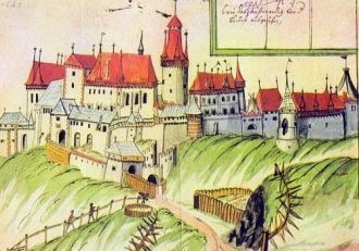 Замок Крживоклат в XVII в. на старинной 