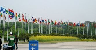 Клумба с флагами стран-участниц олимпиад