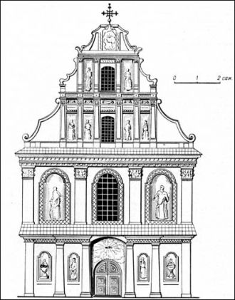 Обмерный чертеж главного фасада церкви, 