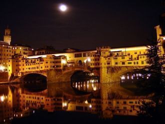 Золотой мост Понте Веккьо. Лунная ночь.