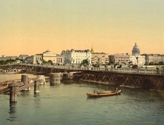 Наплавной Дворцовый мост.Фото конец XIX 