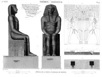 Колоссы Мемнона, Египет, чертежи из атла