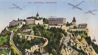 Замок Шлосберг. Старый рисунок.