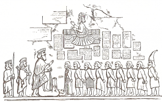 Прорисовка Бехистунского рельефа, изобра