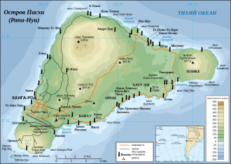 Карта Острова Пасхи и местоположение моа