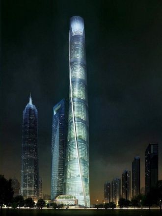 Ночной вид на Шанхайскую башню