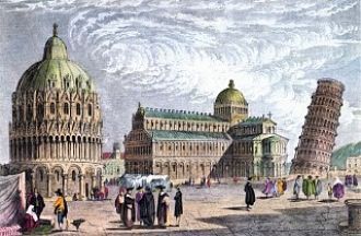 Пизанская башня и базилика в 1830-х