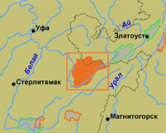 Расположение Южно-Уральского заповедника