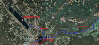 Южный берег озера находится в 25 км от В