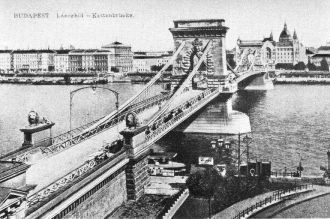 Цепной мост Сечени в 1854 году.
