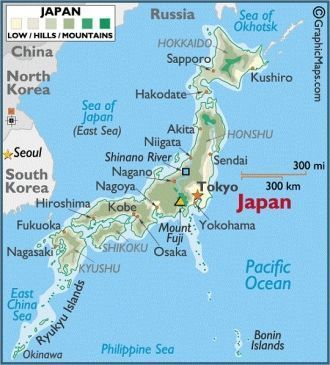 Местоположение горы Фудзияма на карте Яп
