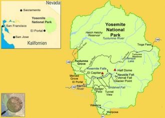 Национальный парк Йосемити на карте.