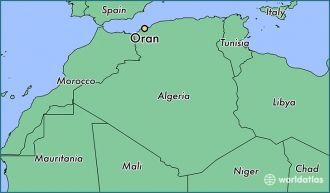 Город Оран на карте Алжира.