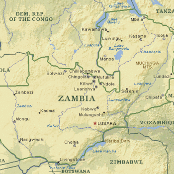 Лусака на карте Замбии