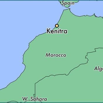 Город Кенитра на карте Марокко.