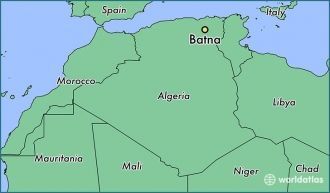 Город Батна на карте Алжира.