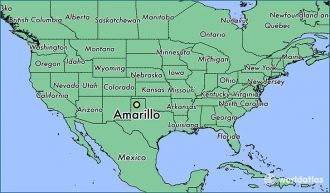Город Амарилло на карте США.
