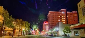 Ночной город Амарилло, США.