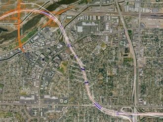 Снимок со спутника. Бейкерсфилд.