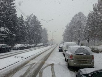 Улица Кичево под снегом.