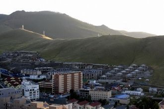 Город Зайсан с высоты.