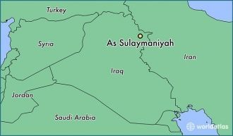 Сулеймания на карте Ирака.